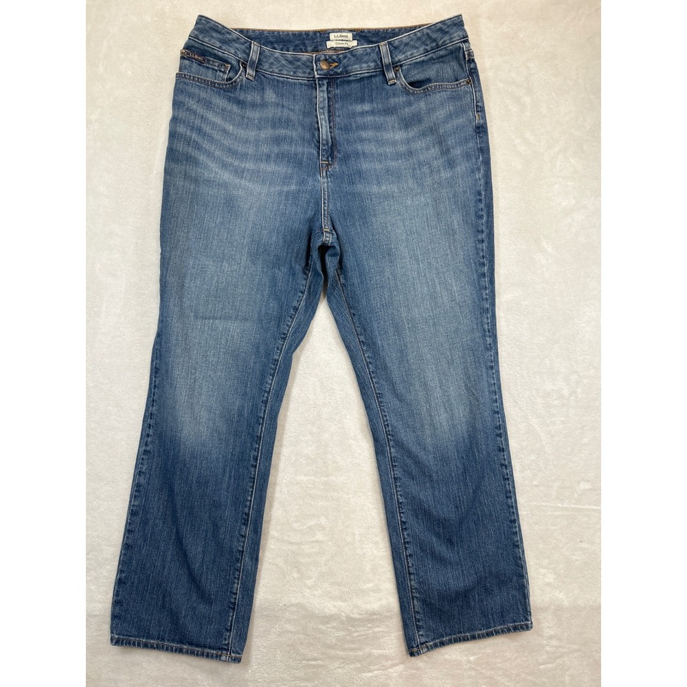L.L.Bean Jeans Womens 16 Petite Blue Denim Classic‎ Fit Straight Leg